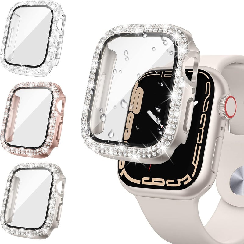 Tensea [3pcs for Apple Watch Screen Protector Case 40mm SE 3/SE 2rd Generation/SE/Series 6/5/4 Accessories, iWatch Diamond Bumper Case with Tempered Glass, Protective Bling Face Cover Women, 40 mm - Image 1